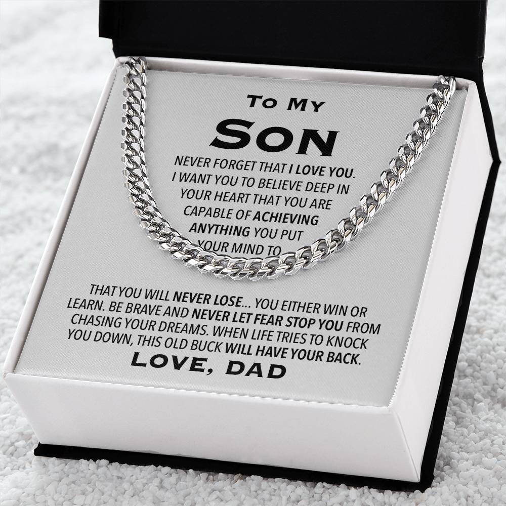 To My Son Gift From Dad Cuban Link Chain Necklace For Son Son Birthday Christmas Gift For Son