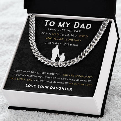 Cuban Link Chain Gift For Dad From Daughter.