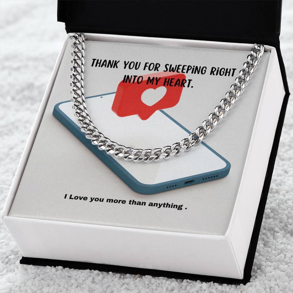 Swipe Right ! You Bet! A Masculine Cuban Chain For Your Sweetie! Cuban Link Chain