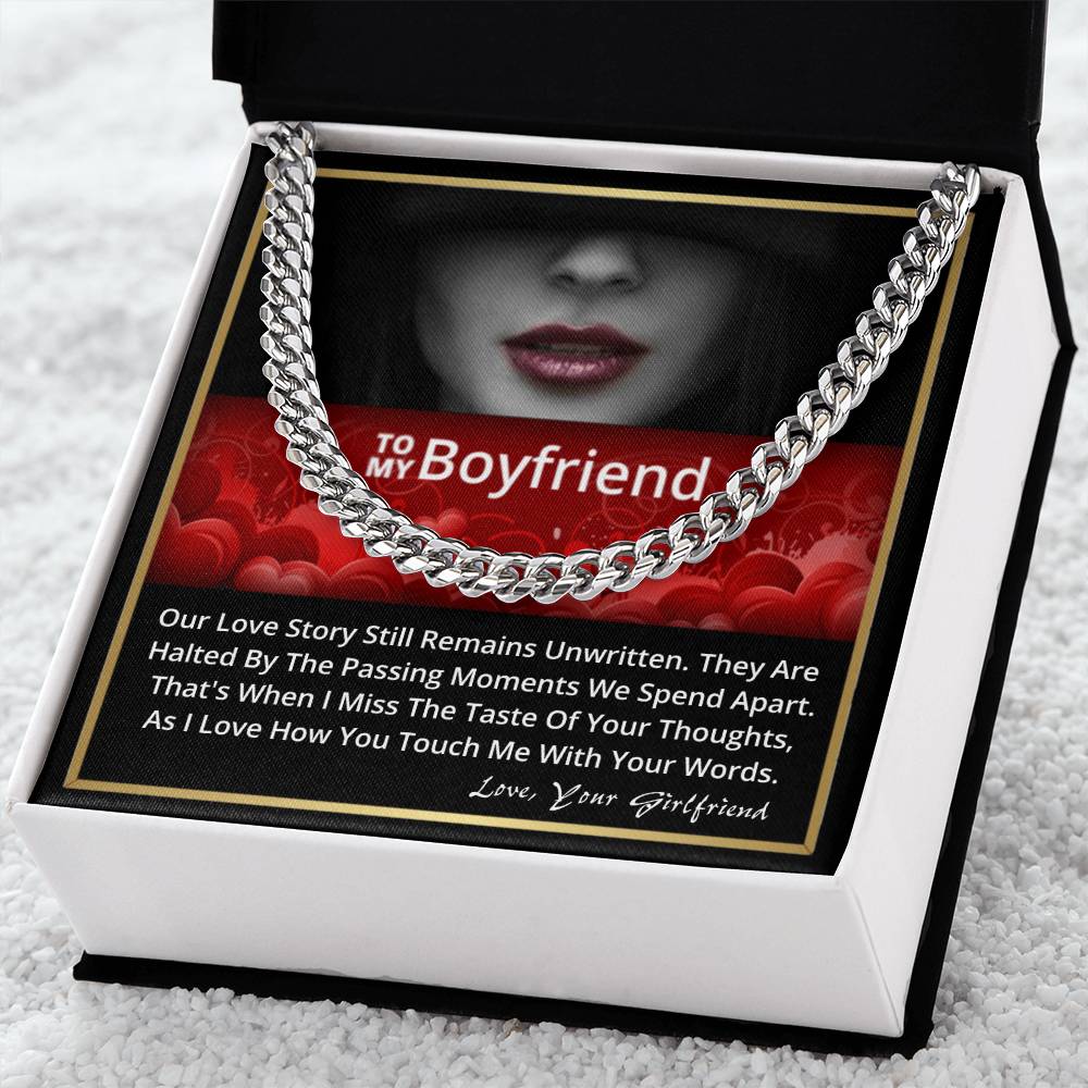 To My Boyfriend Happy Birthday Anniversary Gift For Him Link Chain Necklace Message Card Cuban Link Chain
