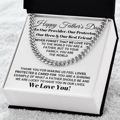 Our World Father's Day Necklace Cuban Link Chain