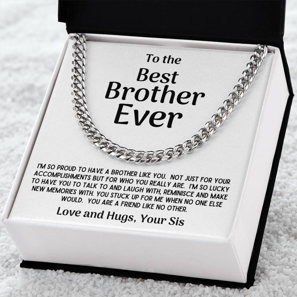 Best Brother Ever Cuban Chain Necklace Gift From Sis Cuban Link Chain