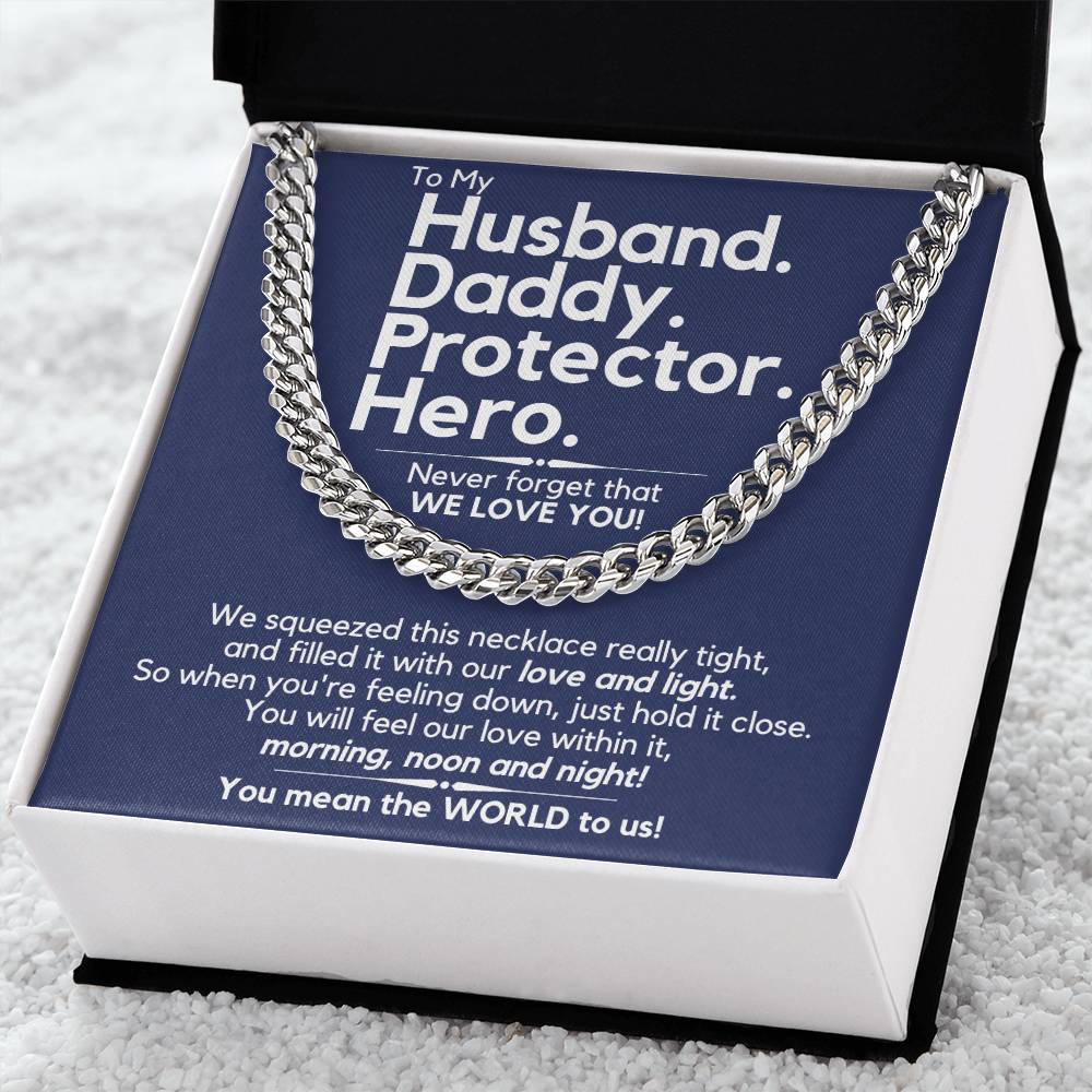 Husbanddaddy - We Love You - Gift Necklace From Family Cuban Link Chain