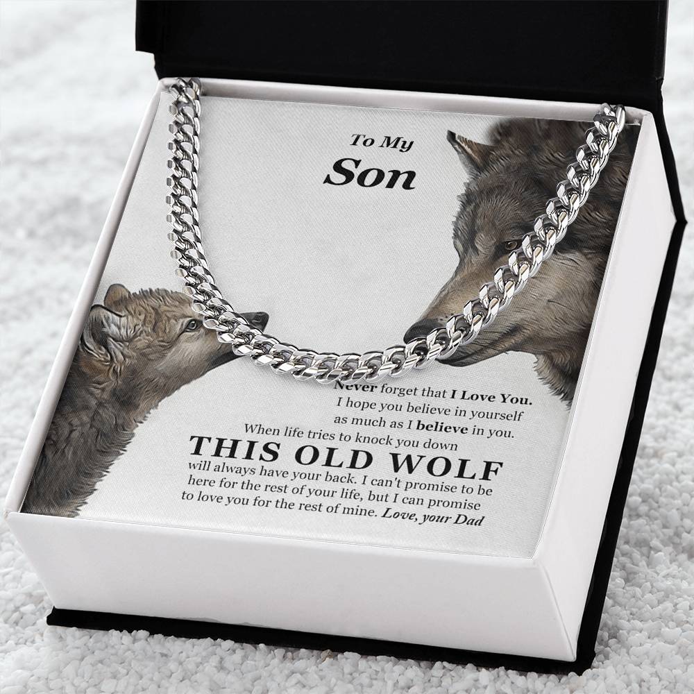 I Believe In You This Old Wolf Dad Gift For Son Cuban Link Chain Necklace