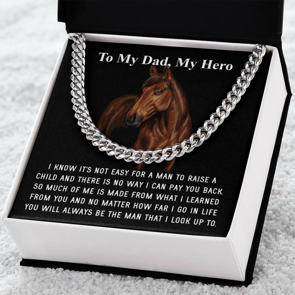 Gifts For Dad From Daughter Fathers Day Gift From Son Silver Cuban Link Chain Dad Birthday Gift For Horse Lover Father