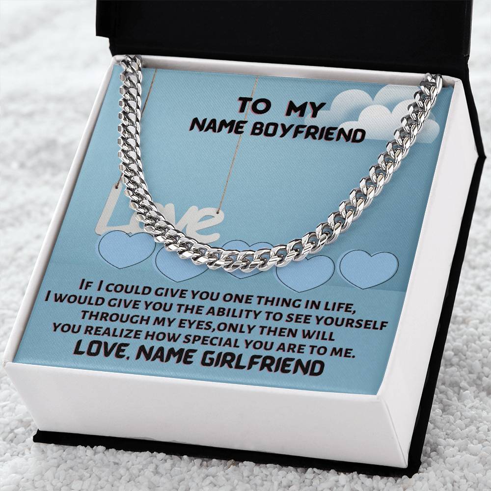 Personalized Necklace Name Gift For Boyfriend Cuban Link Chain