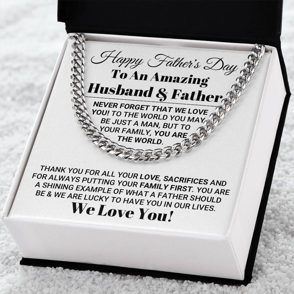 Our World Father's Day Necklace Cuban Link Chain