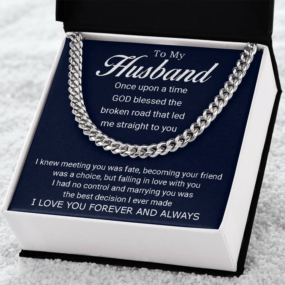 To My Husband - Love You Forever - Cuban Link Chain Necklace + Mahogany Luxury Gift Box