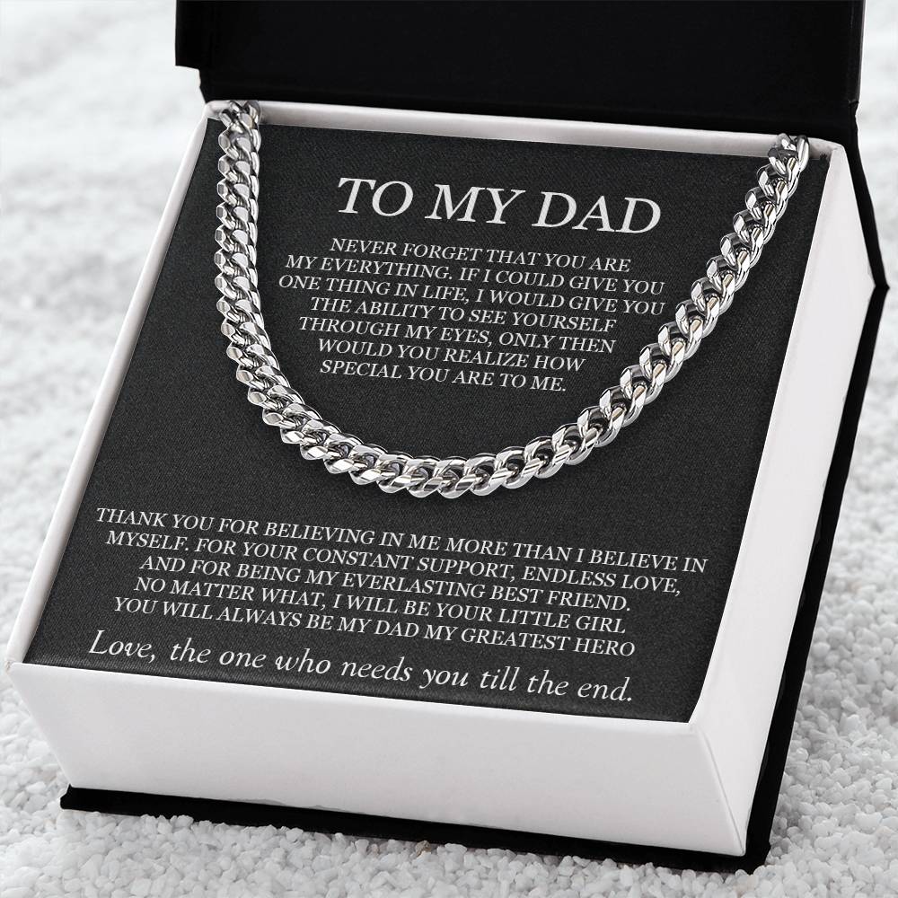 To My Dad Cuban Chain Necklace Gift For Dad From Daughter Father's Day Gift Birthday Gift For Dad. Cuban Link Chain