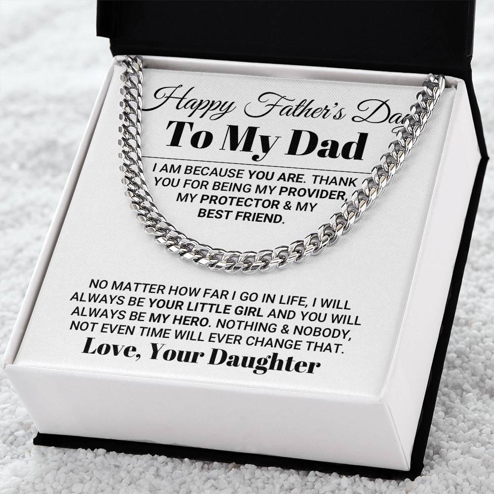 My Dad My Hero Father's Day Necklace Cuban Link Chain
