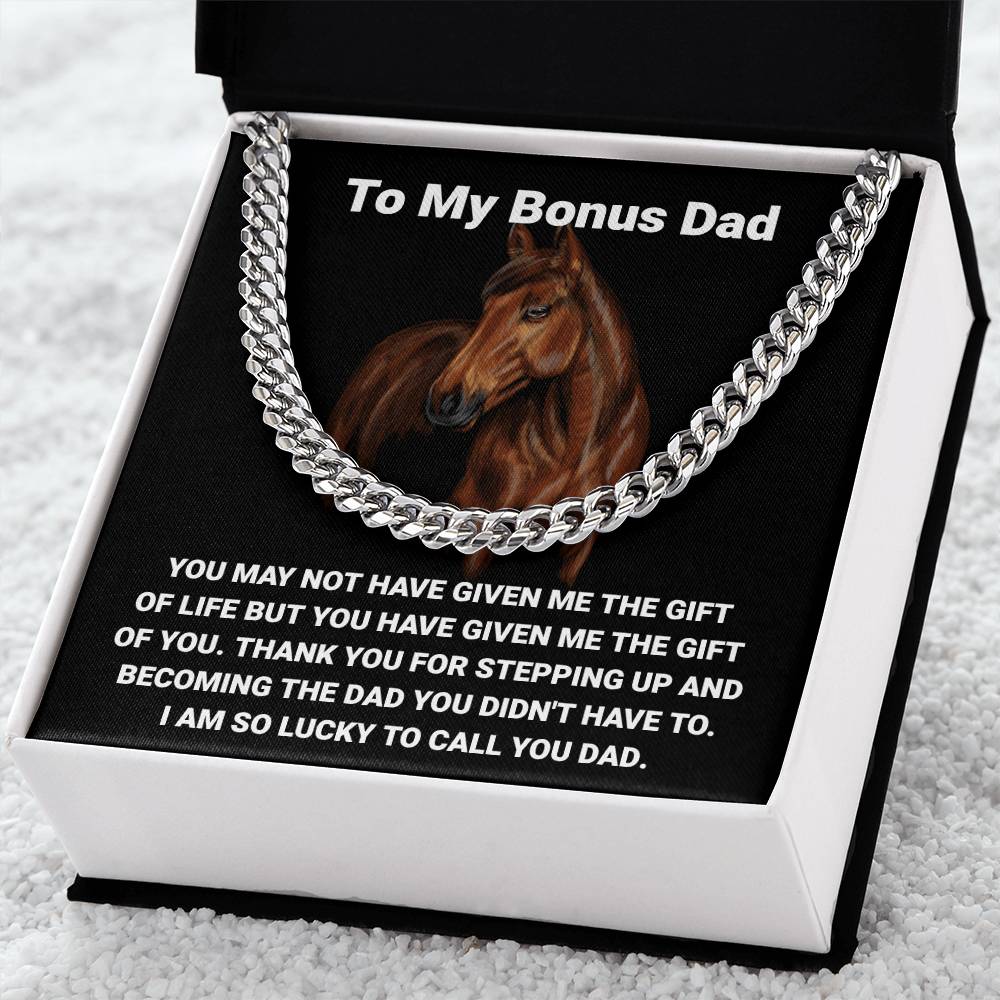 Step Dad Gift From Step Daughter Bonus Dad Gift From Bonus Son Fathers Day Horse Lover Gift For Stepped Up Dad Cuban Link Chain