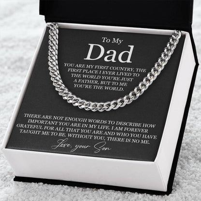 To My Dad Cuban Link Chain Necklace Dad Gift From Son Dad Birthday Father's Day Gift