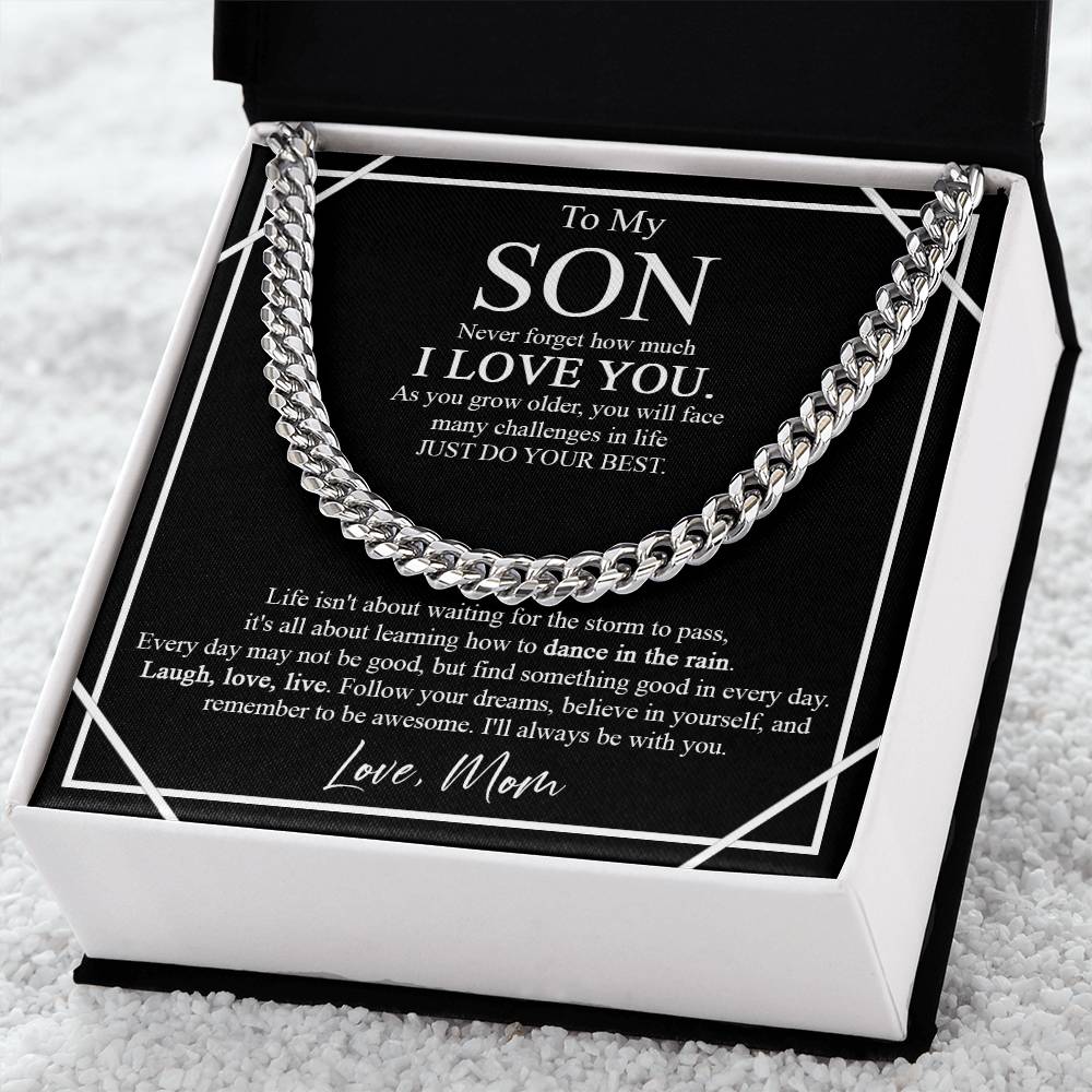 To My Son Cuban Chain Necklace - Never Forget How Much I Love You As You Grow Older Son Gift From Mom Christmas Birthd Cuban Link Chain