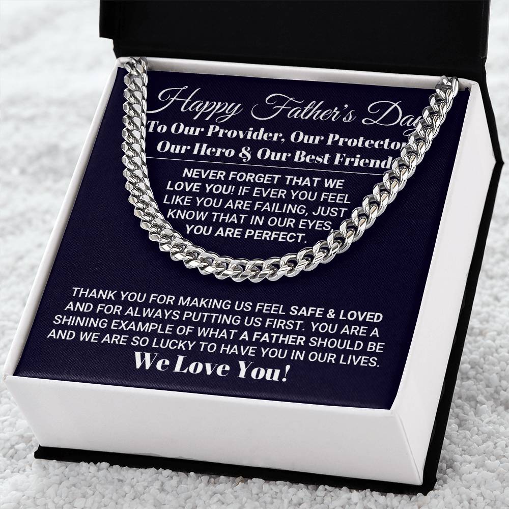 Our World Father's Day Necklace Cuban Link Chain