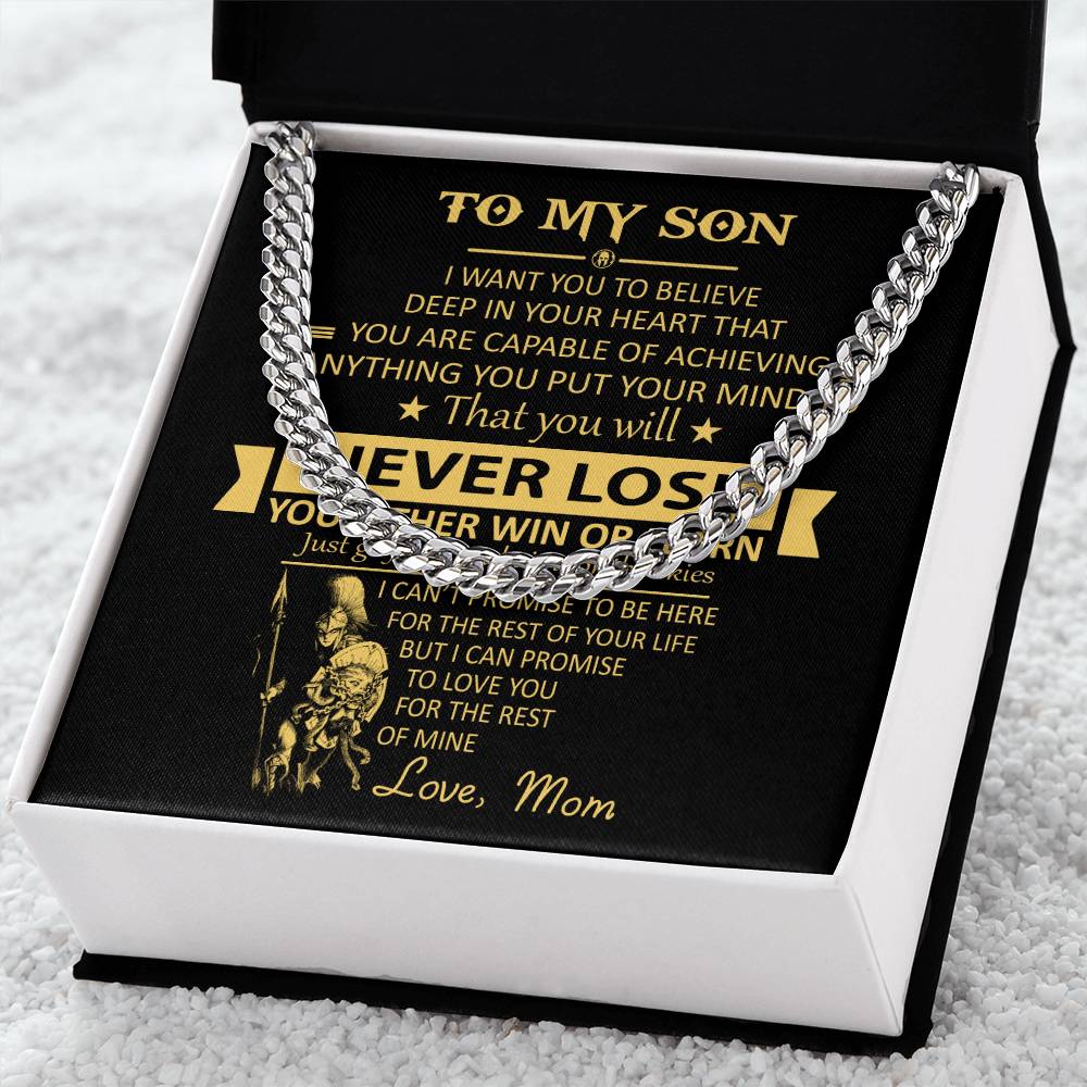 You'll Never Lose Gift For Son Cuban Link Chain Necklace