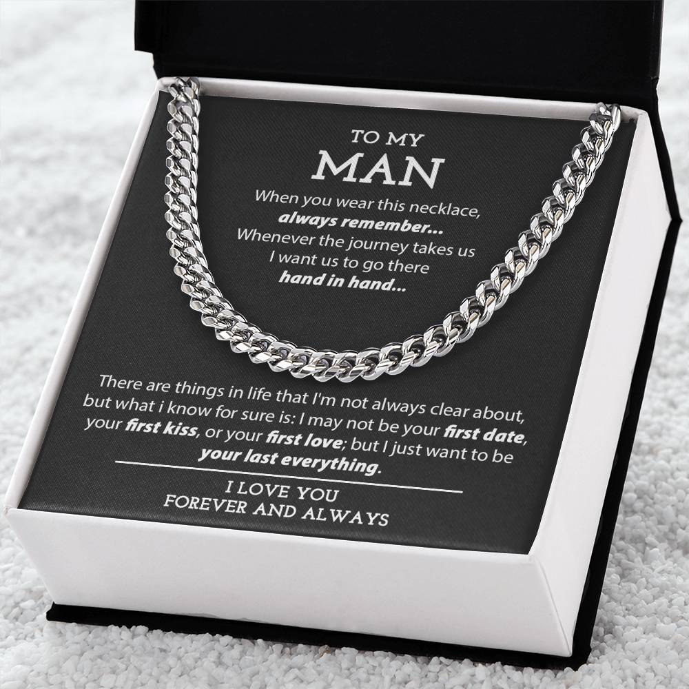 To My Man Necklace Promise Necklace For Him Anniversary Gift For Boyfriend Husband Cuban Link Chain