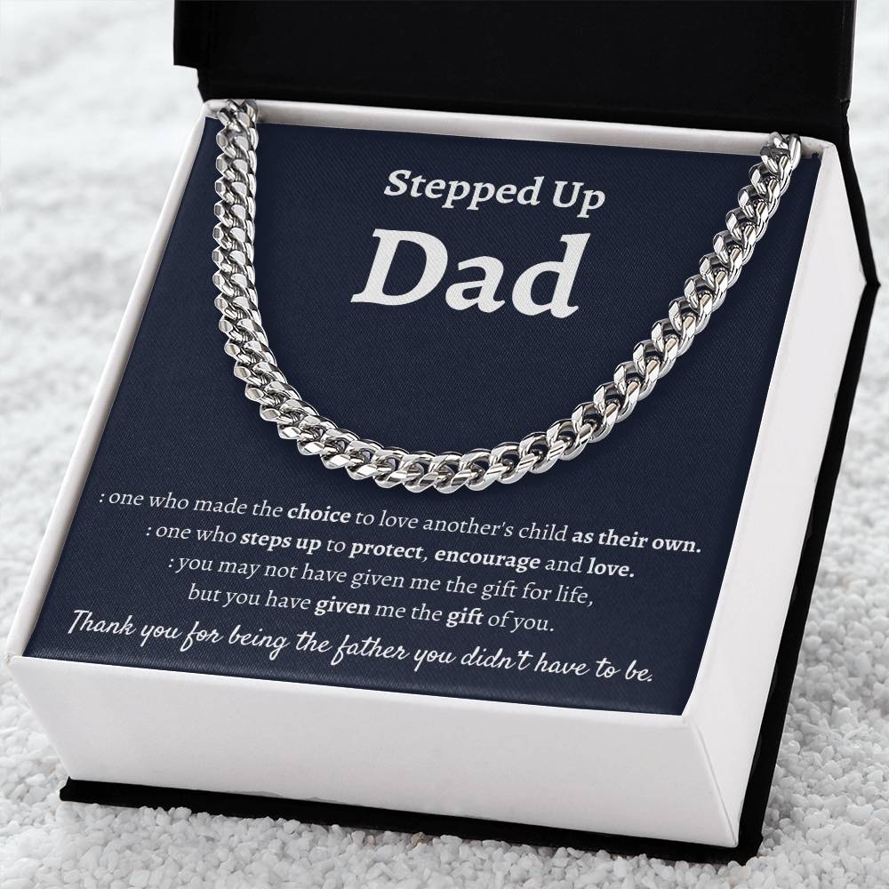 Stepdad Fathers Day Gift Bonus Dad Gift Stepped Up Dad Cuban Chain Necklace Stepdad Gifts Ideas Gift For Stepdad From Cuban Link Chain