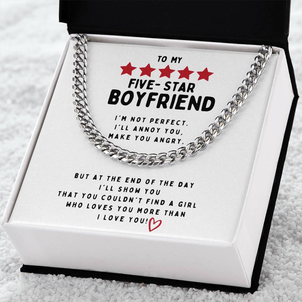 To My Five Star Boyfriend I Love Younecklace Cuban Link Chain