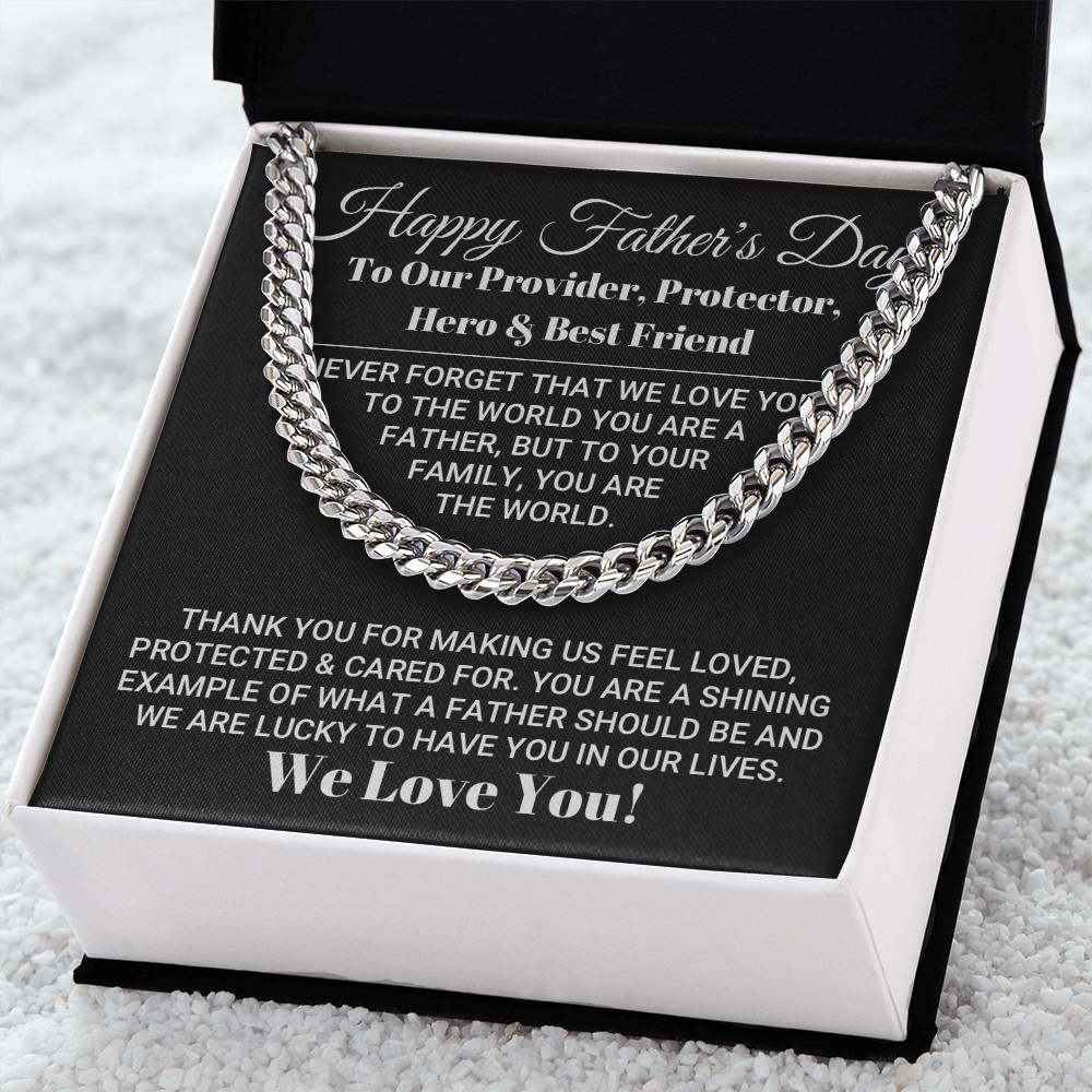 Our World Father's Day Necklace Cuban Link Chain