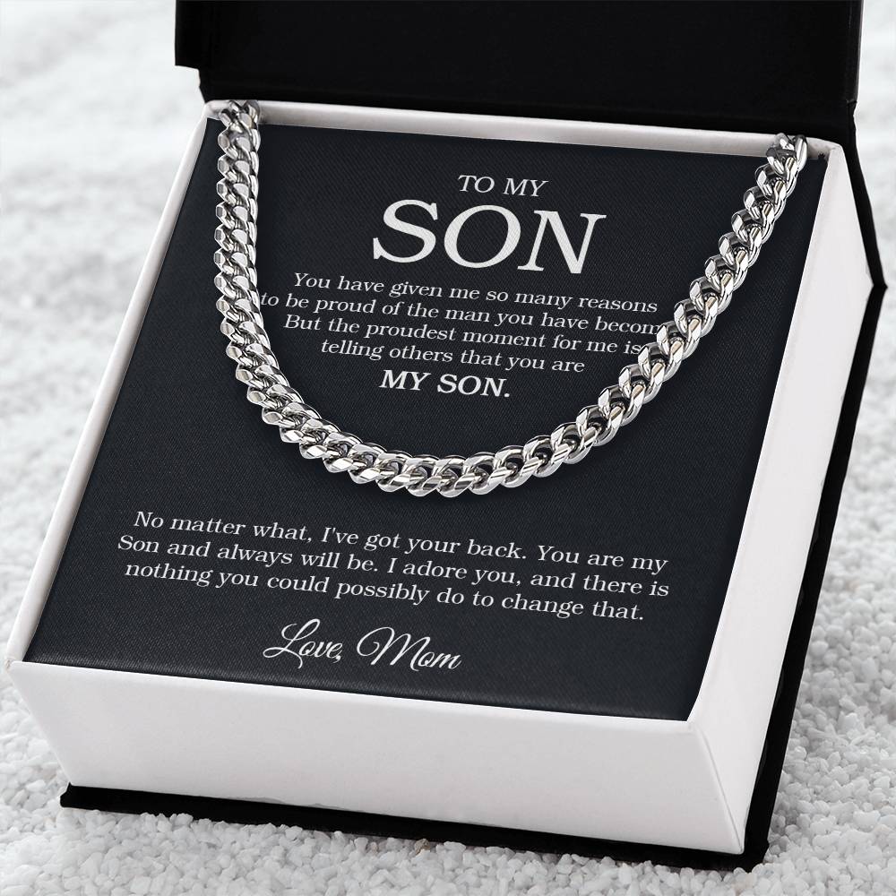 To My Son Chain Necklace Sentimental Gift From Mom Son Birthday Gift Cuban Link Chain