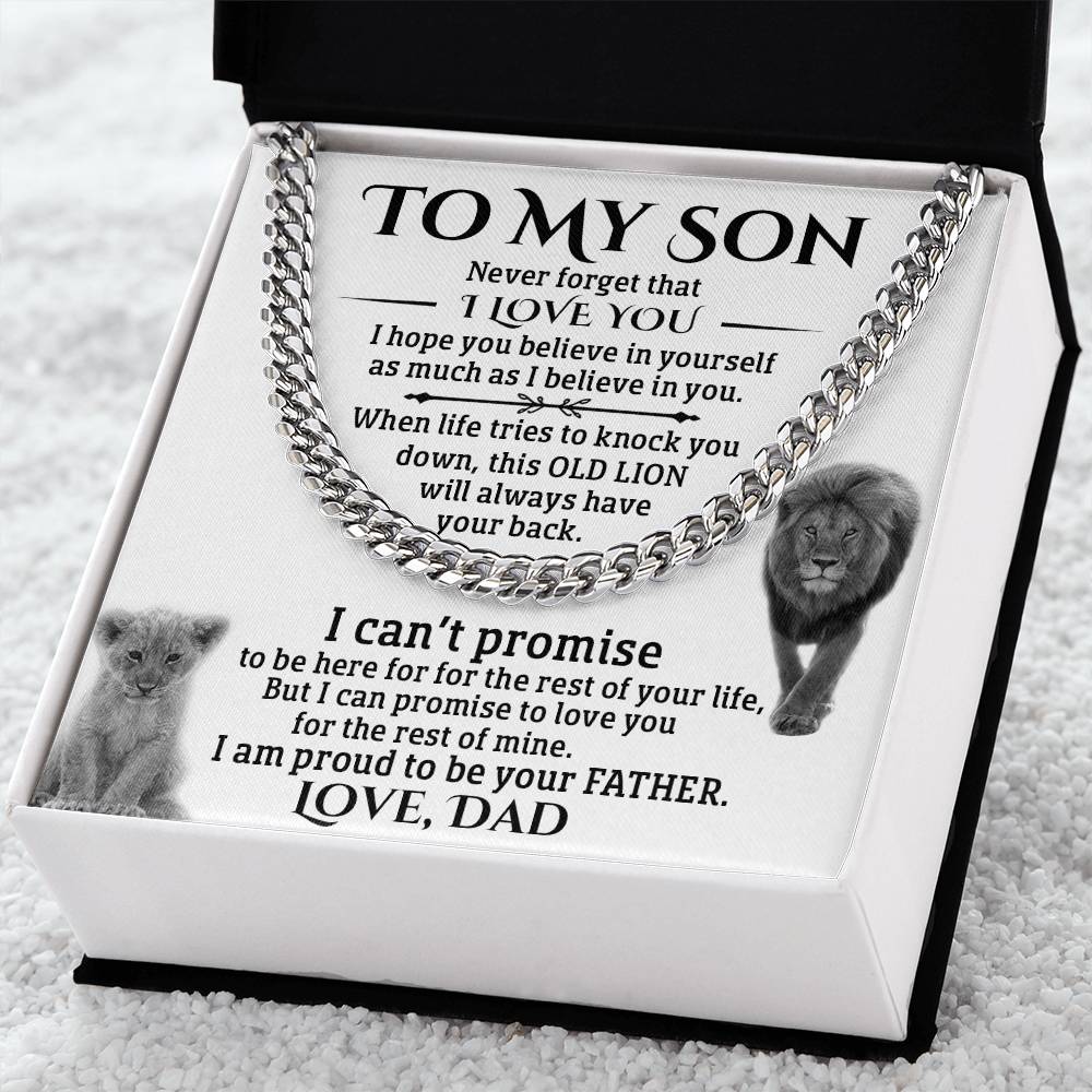 To My Son Gift From Dad Father To Son Chain Necklace Sentimental Gift For Son Cuban Link Chain