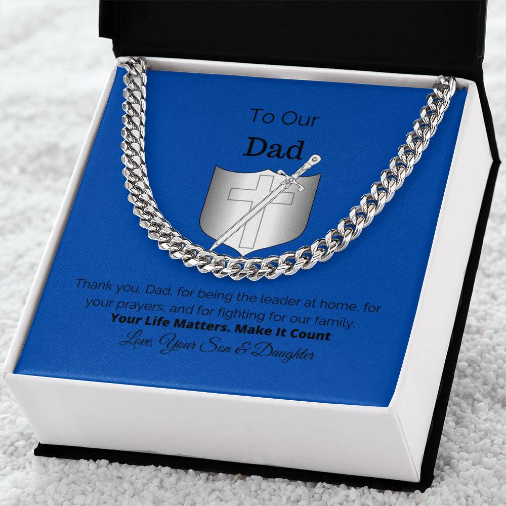 To Our Dad Gift For Him Cuban Link Chain Necklace Cuban Chain Necklace Stainless Steel 14K Yellow Gold Christmas Gift