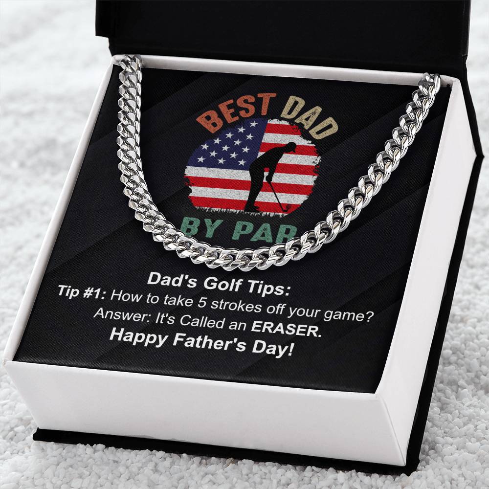 Golf Joke Necklace - Father's Day Gift Cuban Link Chain
