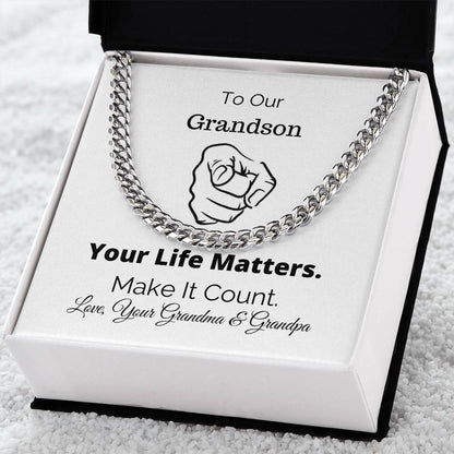 Gifts For Grandson Grandson Gift All Lives Matter Police Lives Matter Motivational Quotes Christian Gifts Sentimental Cuban Link Chain