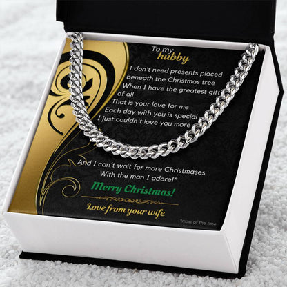 To My Hubby Christmas Cuban Link Chain Necklace