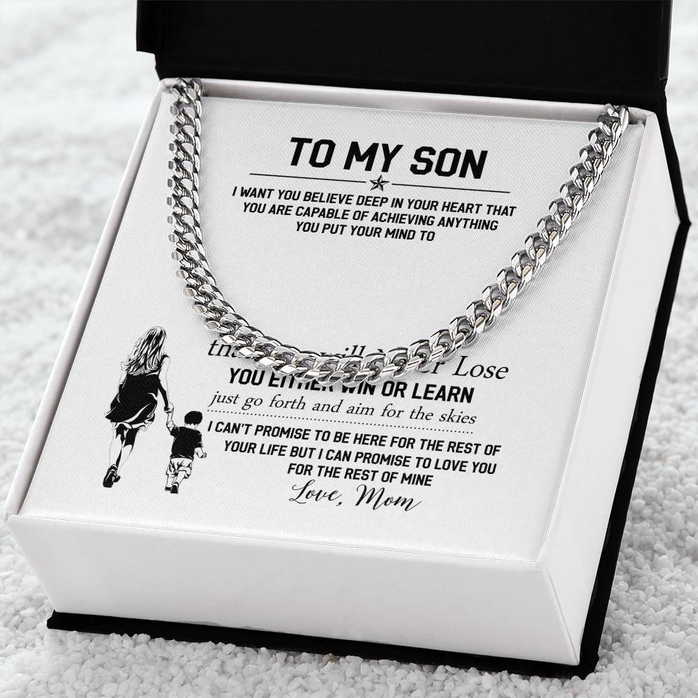 To My Son Cuban Link Chain Necklace