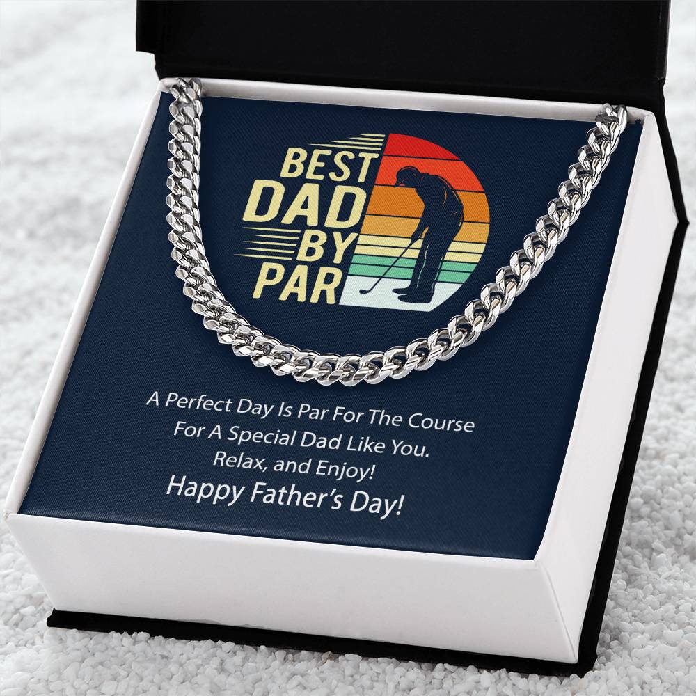 Cuban Link Chain Men Best Dad By Par Gift Necklace For Golf Dad Father's Day Gift Necklace For Dad Bonus Dad Gift