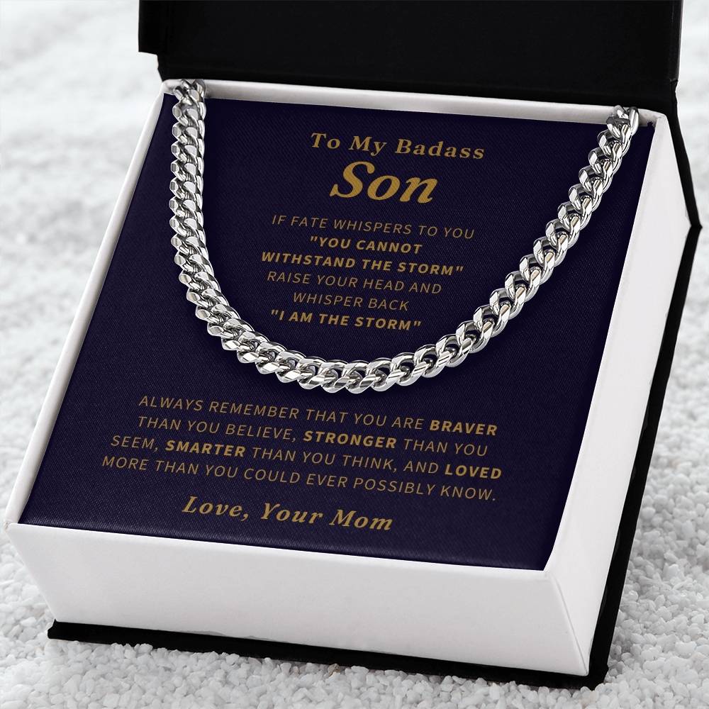 To My Badass Son Necklace To Son From Mom Son Birthday Gift Christmas Gift Necklace For Boy Cuban Link Chain