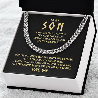 To My Son  Cuban Link Chain Necklace - Viking Style