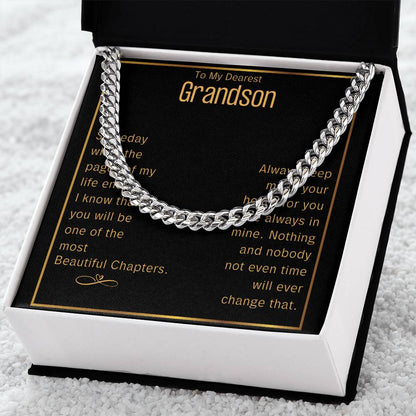 Grandson Cuban Chain Jewelry Necklace For Grandson Keepsake Gifts For Grandsons Personalized Gifts For Grandson Christ Cuban Link Chain