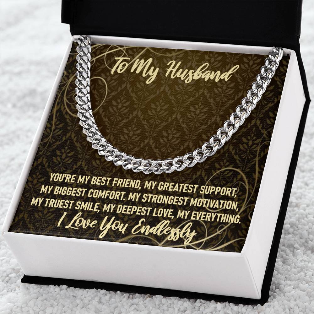 To My Husband I Love My Everything Chain Necklace Cuban Link Chain