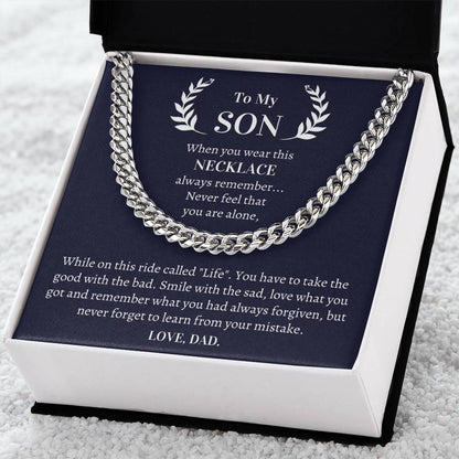Gift For Son From Dad - Never Forget To Learn From Your Mistake Cuban Link Chain