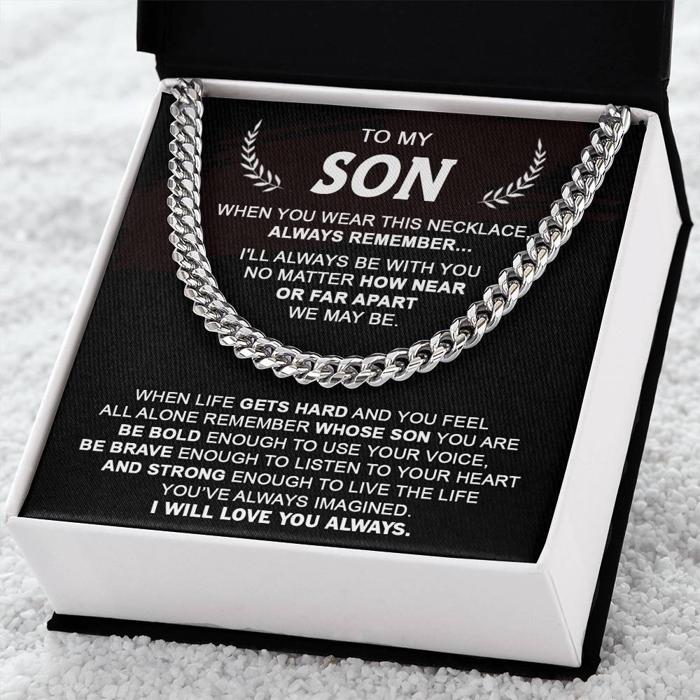 Gift For Son - Listen To Your Heart - Cuban Cuban Link Chain