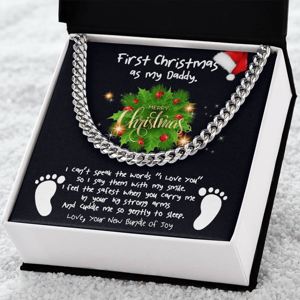 First Christmas Daddy Cuban Link Chain