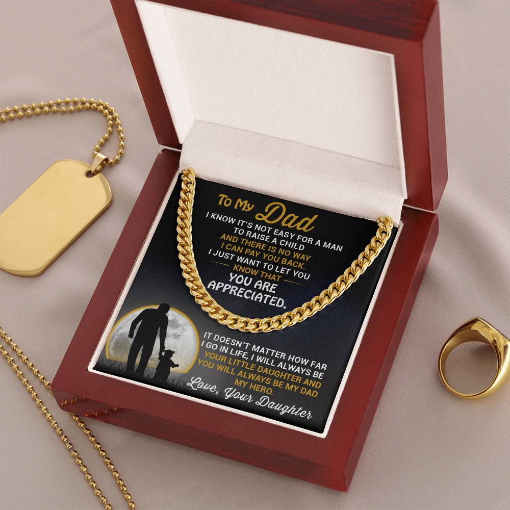 Necklace For Dad From Daughter-Best Father's Day Gift For Dad-Chain Necklace For Dad-Father's Day Jewelry Cuban Link Chain