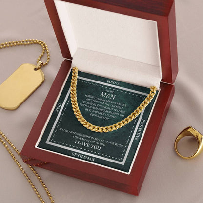 I Gave My Heart To You Cuban Link Chain Necklace Emerald Edition