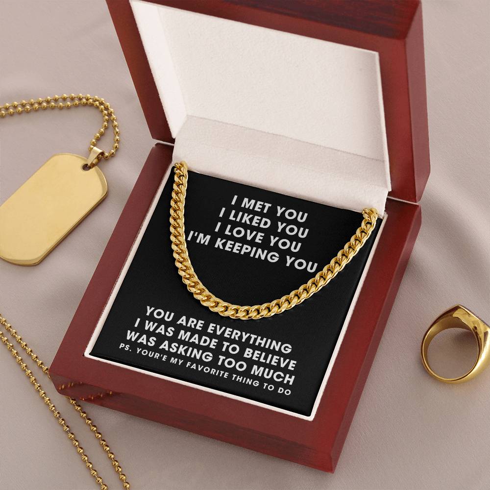 To Boyfriend For My Husband Men Cuban Link Chain Gold And Silver Anniversary 1 2 3 4 5 Just Because Christmas Gift Sto