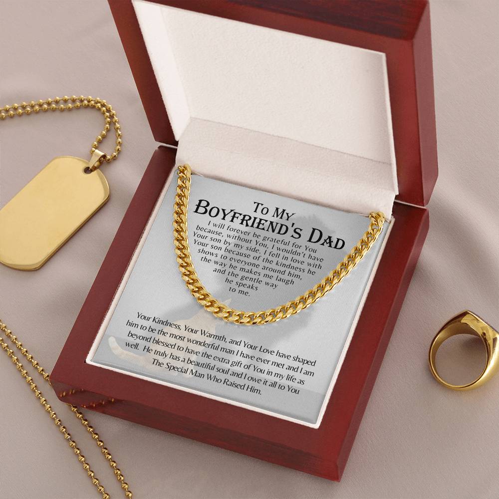 To My Boyfriends Dad Father Gift Cuban Link Chain Necklace For Christmas Birthday Just Because Fathers Day Present Sto