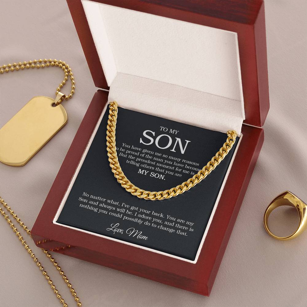 To My Son Chain Necklace Sentimental Gift From Mom Son Birthday Gift Cuban Link Chain