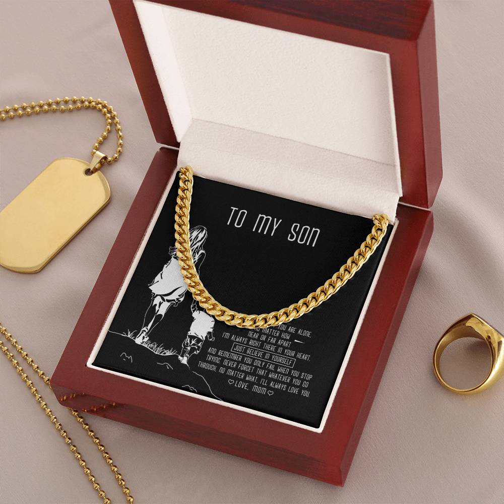 To My Son Cuban Link Chain Necklace