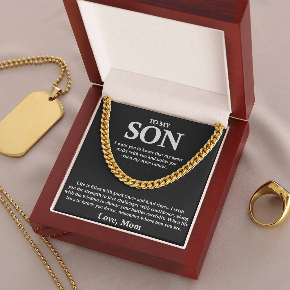 To My Son Chain Necklace Gift For Son From Mom Son Birthday Gift Graduation Jewelry Gift Cuban Link Chain