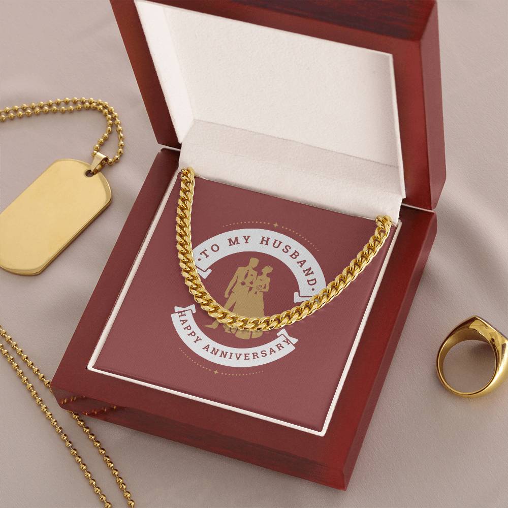 To My Husband - Anniversary Chain Cuban Link Chain