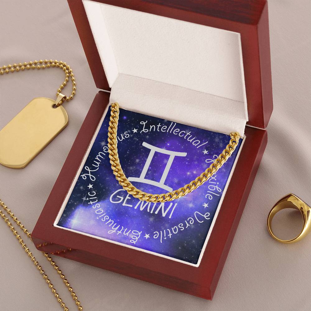 Cuban Link Chain Necklace - Gemini Theme