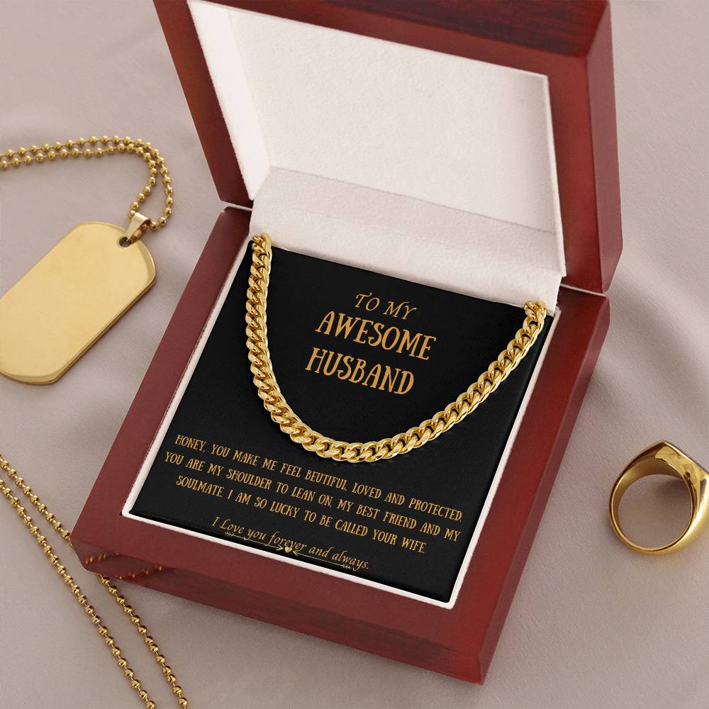 Awesome Husband  Cuban Chain Necklace For Him Cuban Link Chain