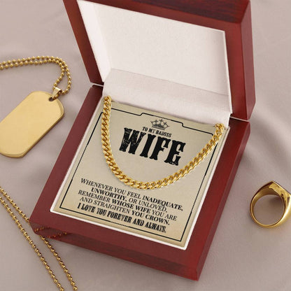 To My Badass Wife - Remember Whose Wife You Are - Cuban Link Chain Necklace