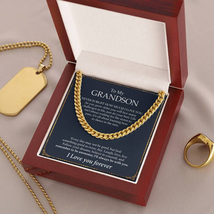 To My Grandson Chain Necklace Gift For Grandson Birthday Grandson Graduation Grown Up Grandson Cuban Link Chain